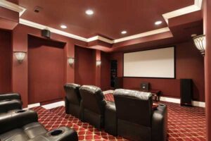 A Home Movie Theater Room with Screen and Seats — Des Moines, IA — A Tech